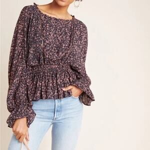 Anthropologie Nichola floral peplum blouse size medium